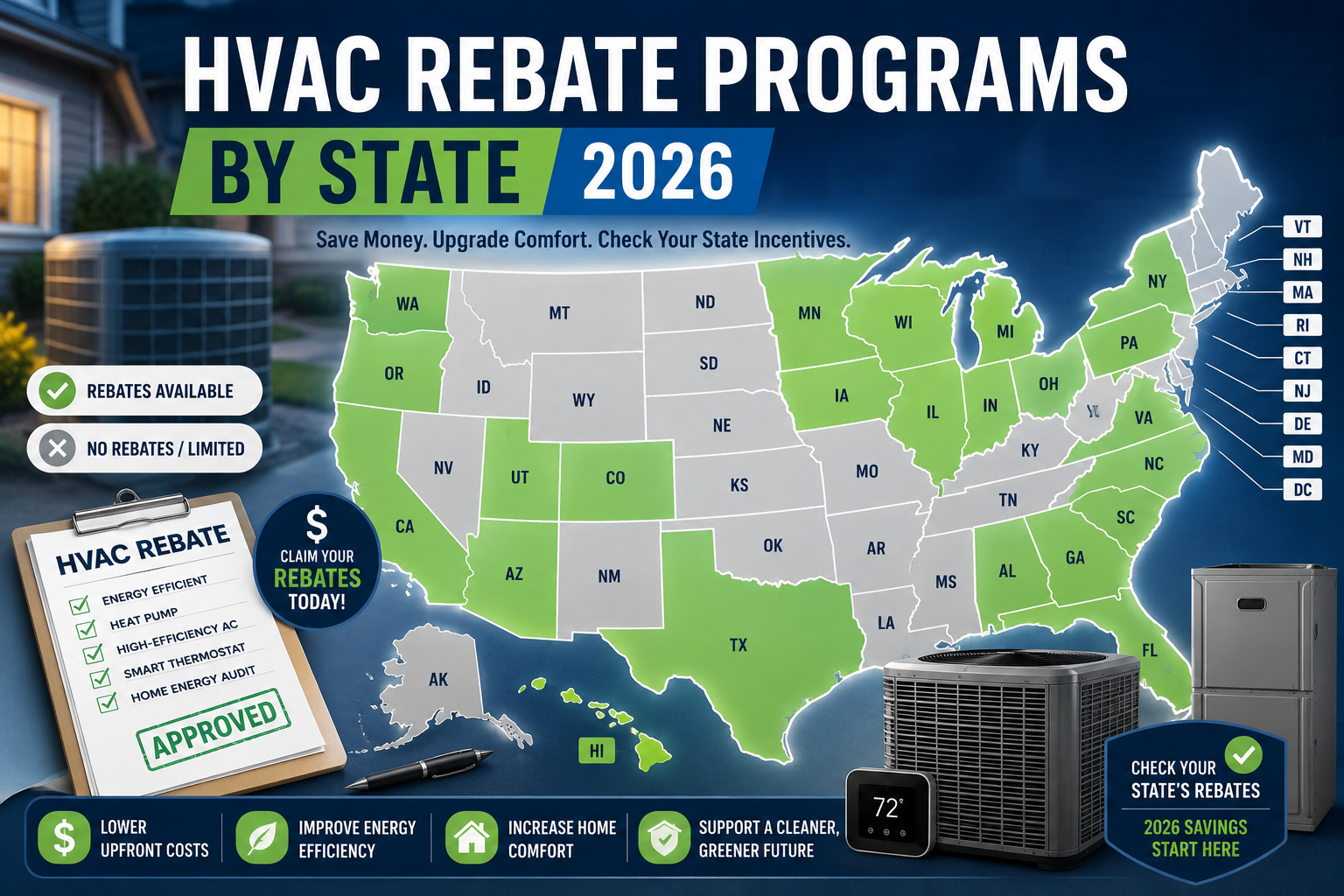 HVAC rebate programs by state