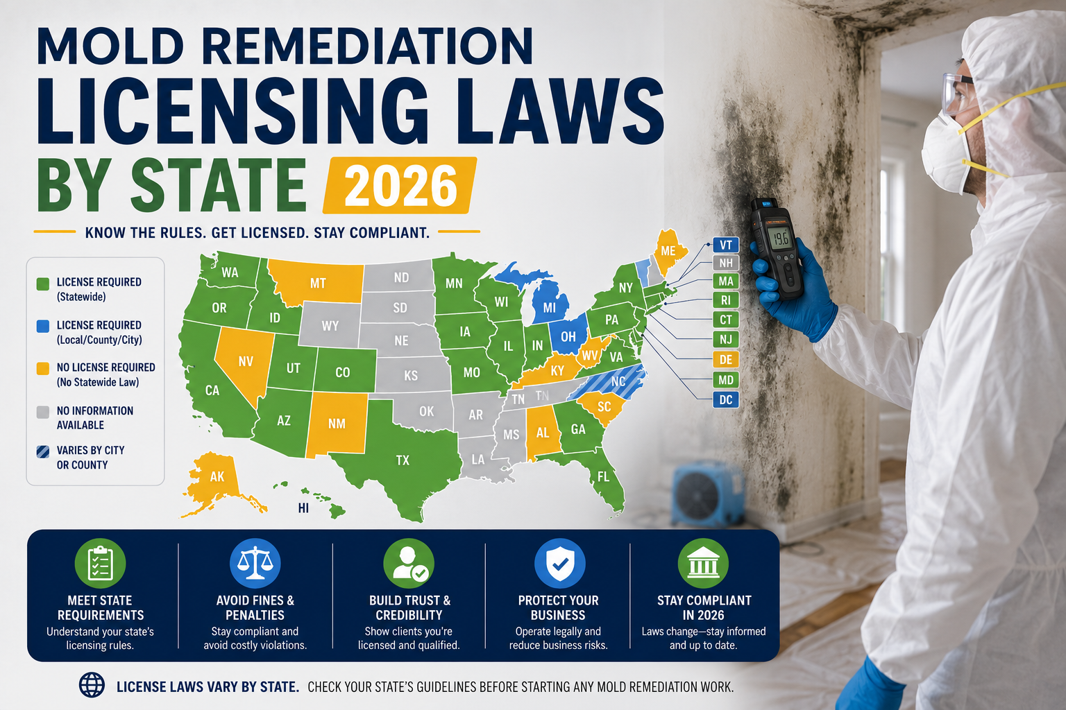 mold remediation licensing laws by state