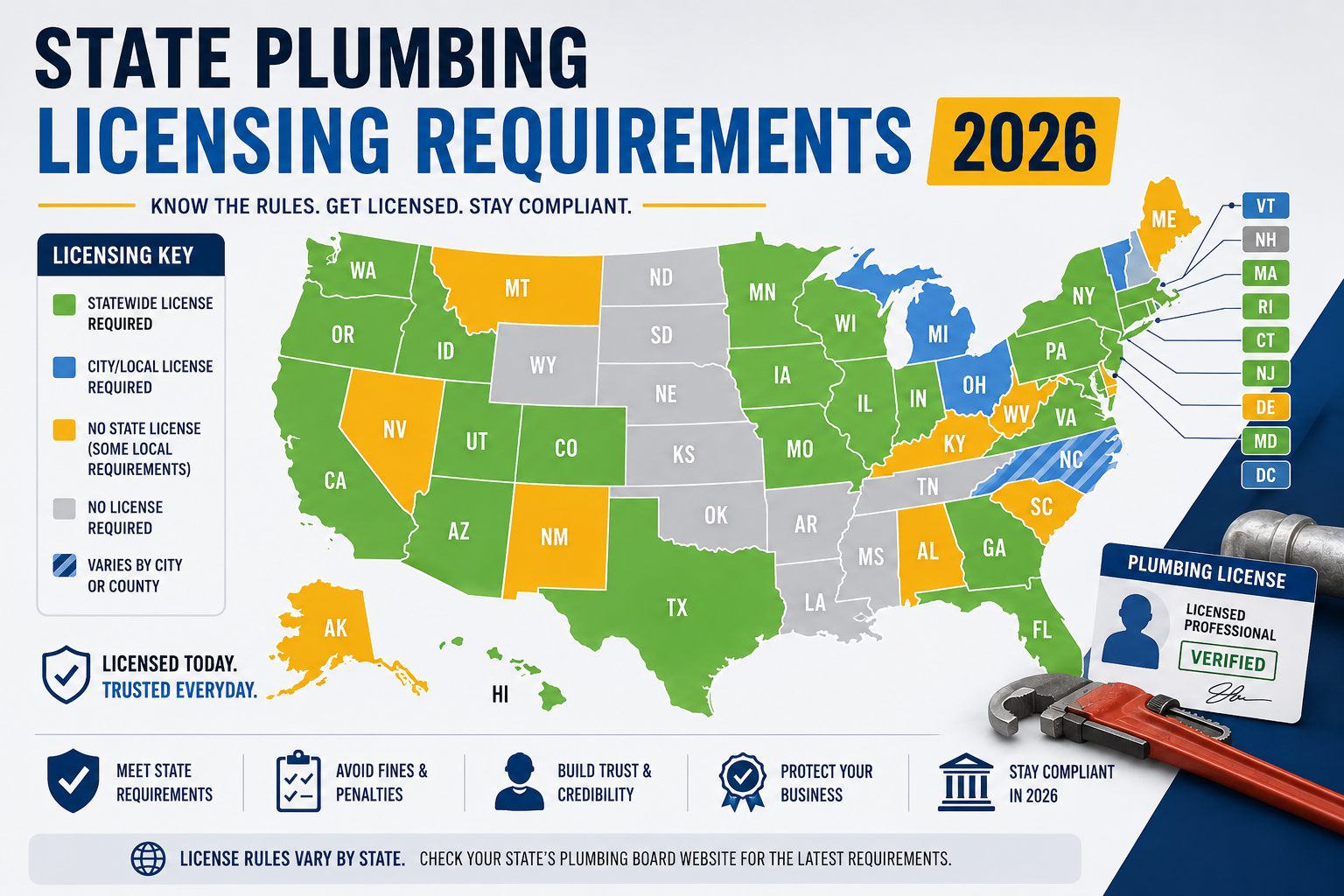 state plumbing licensing requirements
